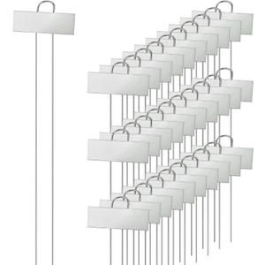 Duraaamo 30 Pcs Metal Large Plant Label Stakes 21" H Garden Labels Marker Sign Reusable Metal Name Stakes Plant Tags for Outdoor Garden Waterproof Seedlings Herbs Vegetable Greenhouse Sliver, 21 inches tall, 3.5 x 1.25 inches