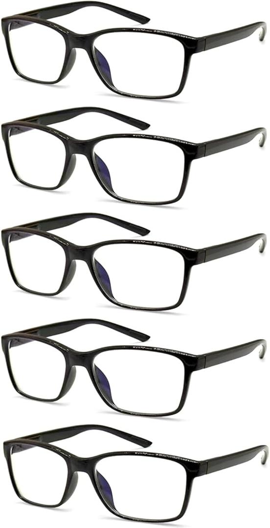 JOSCHOO Reading Glasses 5 Pack Blue Light Blocking Readers Spring Hinge Glasses for Reading for Men and Women, Magnification Strength: 2.0 x