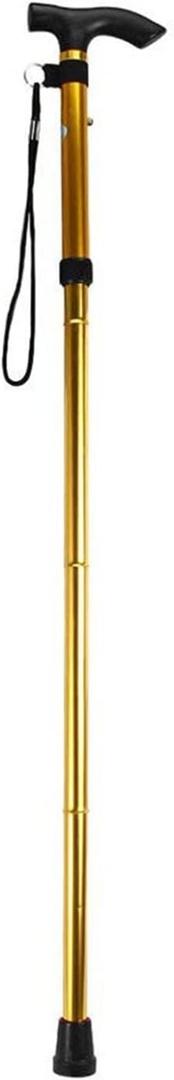 Walking Canes Walking Stick Telescopic Baton Hiking Trekking Poles Aluminum Alloy Metal Folding Cane Crutches Pole for Elderly People (Gold)