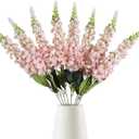 IPOPU 8PCS Snapdragon Artificial Flowers Pink Delphinium Artificial Silk Flowers Long Stem Hyacinths Fake Flowers for Wedding Home Outdoor Party Floral Arrangement Centerpiece Table Decorations (Pink)