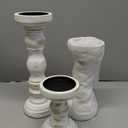 Rustic Farmhouse Wood Pillar Candle Holder Set of 3 for Candlestick, White