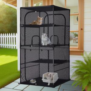 Catio Outdoor Cat Enclosure Window 61.4" H Large Cat Cage with Perches 4 Tiers Cat Patio Playpen Kitten Kennel for Multiple Indoor Cats