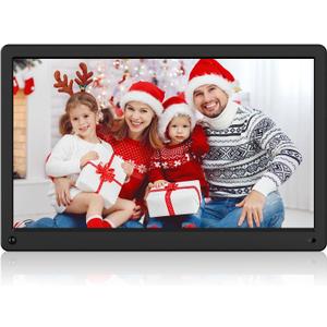 15 inch Digital Picture Frame with Wall Mounting Bracket,1920x1080 Digital Photo Frame Support 1080P Video, Music, Slideshow, Breakpoint Play, Adjustable Brightness (Black)