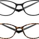 JM 2 Pack Magnetic Reading Glasses for Men Women, Hang Neck Blue Light Blocking Computer Readers Black & Tortoise +2.5
