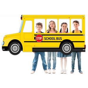 School Bus Photo Prop Selfie Frame Back to School Backdrop Party Decoration First Day of School Photo Booth Welcome Party Banner Supplies for Students Teacher Birthday Yellow Bus Party Sign