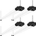 hykolity 4 Pack Linkable LED Shop Light, 4FT 42W [250W Equivalent], 4400lm, 5000K Daylight, with Plug, Utility Light Fixture, Hanging or Surface Mount, Black
