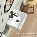 Wall Mounted Bathroom Vessel Sink, QISHKA 15" X 12" Rectangular Floating Ceramic Wash Hand Basin White Wall Hung Vanity Sink for Bathroom and Cloakroom