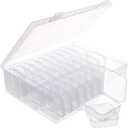 Bead Organizer Box 31PCS Small Beads Organizers Box with Hinged Lid Mini Clear Dimond Storage Plastic Cases Rectangle Transparent Containers Boxes for Jewelry Making Art DIY Crafts Nail