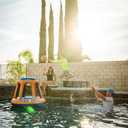 Swimming Pool Basketball Hoop Set by Hoop Shark - Orange/Blue - Inflatable Hoop with Ball - Perfect for Competitive Water Play and Trick Shots - Ultimate Summer Toy