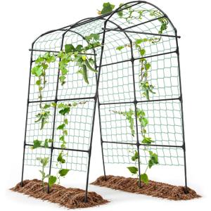 Garden Arch Arbor Trellis for Climbing Plants Outdoor, 7.8 ft Extra Tall Cucumber Trellis Raised Bed Climbing Vine Plant Support, Grape Vegetable Tomato Peas Bean Trellis, Black