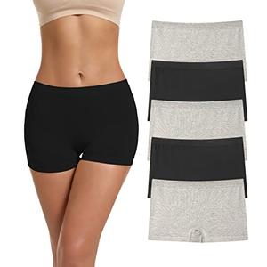 DEEP TOUCH Womens Cotton Boy shorts Panties Boxer Briefs Underwear 3" Inseam 5 Pack, S