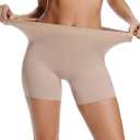 WOWENY Anti Chafing Slip Shorts for Under Dresses Underwear for Women Thigh Bands (Small, Beige)