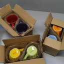 Klikel Coffee Mugs Set of 6 - Fluted Ceramic Mug - Hot Tea And Coffee Cup - Solid Bright Colors - Dishwasher And Microwave Safe Dinnerware (Colored Fluted)