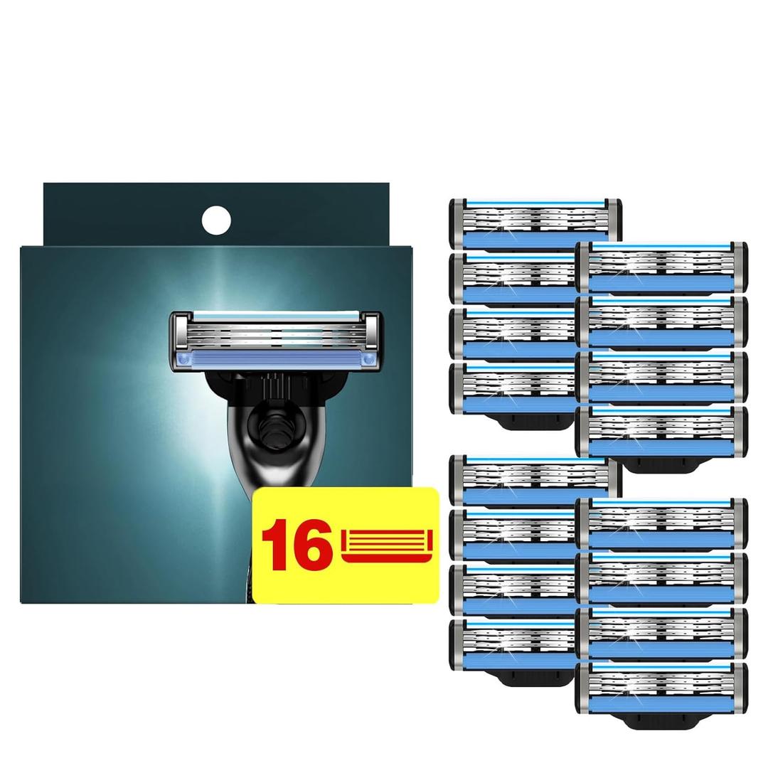 16 Count Razor Blade Refills, Mach 3 Razor Refills for Men