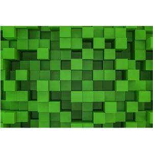 2 x 6X4FT Cube Pattern Photo Backdrop Green Square Party Photography Background Event Decoration Backdrop Cartoon Theme Birthday Party Wedding BY318