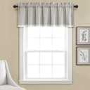 Lush Decor Linen Lace Window Curtain Valance Dark, 18" x 52" + 2" Header, Light Gray