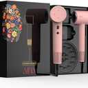 AINA Hair Dryer,Blow Dryer with Diffuser Brush Comb for Women - BLDC Hair Dryer - Brushless Motor, 110,000 RPM Lightweight,Ionic Travel, 3 Magnetic Attachments 110V/ALCI(Baby Pink)