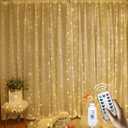 URLUKY 300 LED Curtain String Lights with Remote & Timer, 8 Modes Lighting, 9.8×9.8 Ft, DIY Lights for Birthday Wedding Christmas Party Bedroom Door Window Garden Home Decors (Warm White, 1 Pack)