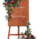 Ling's moment 2pcs Wedding Flowers Garland Artificial Floral Swag Arch Decorations Greenery Arrangements Burgundy & Navy Blue Ceremony Reception Garden Easel Wall Entryway Outdoor NOT Include Sign