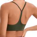 Women's Sports Bras Y Back Racerback Removable Padded Strap Yoga Bras Low Impact Workout Top (Medium, Dark Olive)