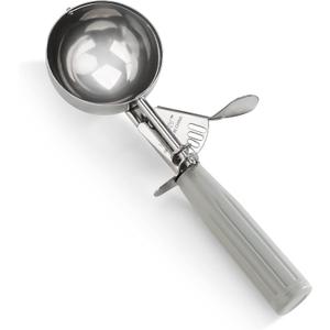 New Star Foodservice 34769 Commercial-Grade Thumb Press Food Disher/Ice Cream Scoop, 18/8 Stainless Steel, 4 oz, Size 8, Grey