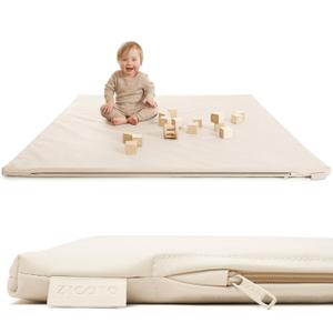 Stylish Padded Baby Play Mat for Your Boy or Girl - Extra Thick & Super Soft Vegan Leather Floor Mat Creates A Safe Play Area for Little Ones - A Beautiful Playmat That Fits Nicely Into Any Playroom (Beige)