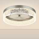 LED Flush Mount Ceiling Light Fixture, 12In Crystal Chandelier with Clear Bubble Acrylic, Modern Ceiling Lighting for Dining Room, Bedroom, Living Room, Kitchen, Brushed Nickel, 4000K Dimmable