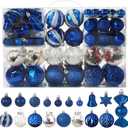 ILLUMINEW 111-Pack Christmas Balls Ornaments,Assorted Shatterproof Christmas Ornaments Set, Luxurious Hanging Pendants Package for Christmas Tree Party Holiday Indoor Decor (111Pcs-Blue)