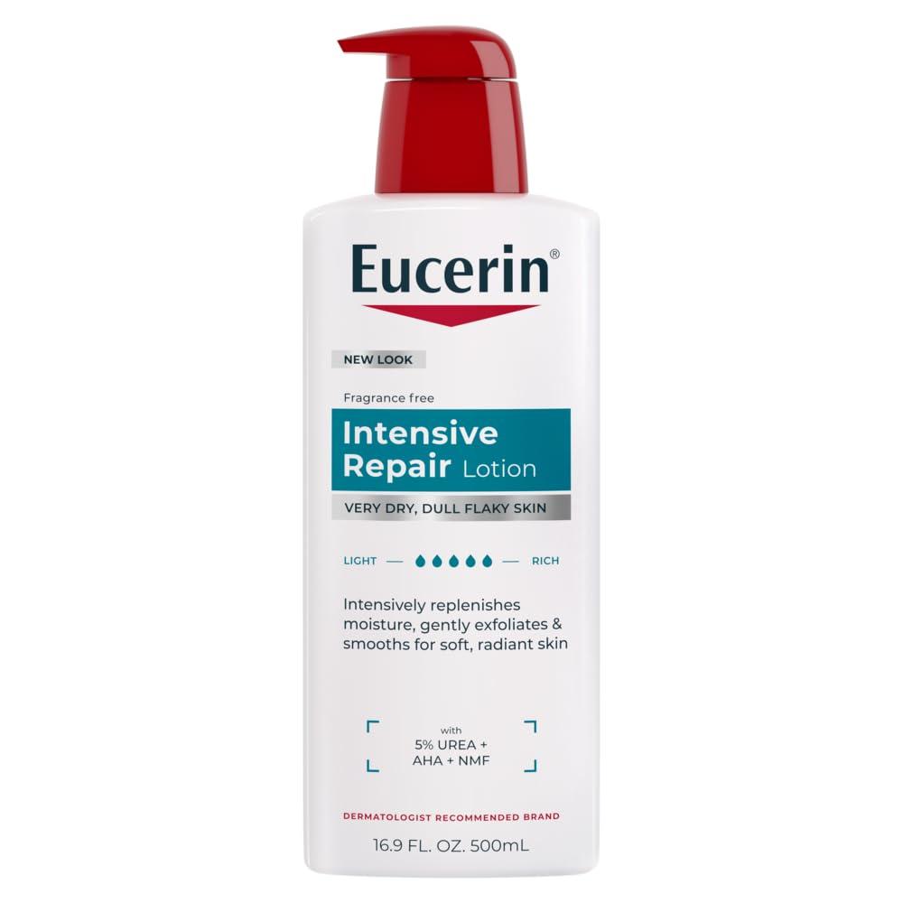 Eucerin Intensive Repair Body Lotion for Dry Skin with Alpha Hydroxy, Body Moisturizer for Very Dry Skin, Moisturizes, Exfoliates and Conditions, Fragrance Free and Paraben Free, 16.9 Fl Oz Bottle
