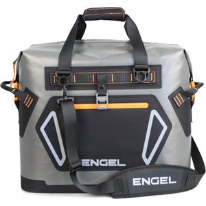 Engel HD30 High-Performance Soft Sided Tote Cooler - Durable, Leak-Proof, Portable Ice Chest for Camping, Fishing, Tailgating & Outdoor Activities - Long-Lasting Cold Retention (Dark Gray/Orange)