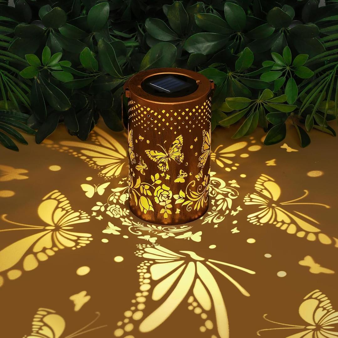 Solar Lanterns Outdoor Waterproof, Butterfly Birthday Gifts for Women Men, Hanging Solar Lantern for Yard, Patio, Porch, Backyard, Landscape, Garden Decor