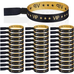 Tigeen 100 Pcs VIP Wristbands Cloth for Events Party VIP Bracelets for Wedding Concert Fair (Black)