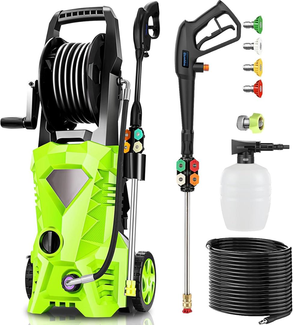 Electric Pressure Washer 5000 PSI 2.8 GPM High Power Washer with 4 Pressure Nozzle and Foam Cannon, powerwashers for Home, Car Washing, Fence Cleaning, Patio, Green