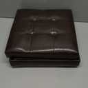 B FSOBEIIALEO Storage Ottoman Small Cube Foot Rest Seat Faux Leather, Brown 12.6"X12.6"X12.6" (2 Pack)