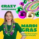 JOYIN 10 Pcs Mardi Gras Bead Necklace Set, 1 Jumbo Ball Bead Necklaces, 3 Medium & 6 Small Beaded Necklaces, Gold Green Purple Plastic Necklaces for Mardi Gras Costume Outfit Dress up Accessories