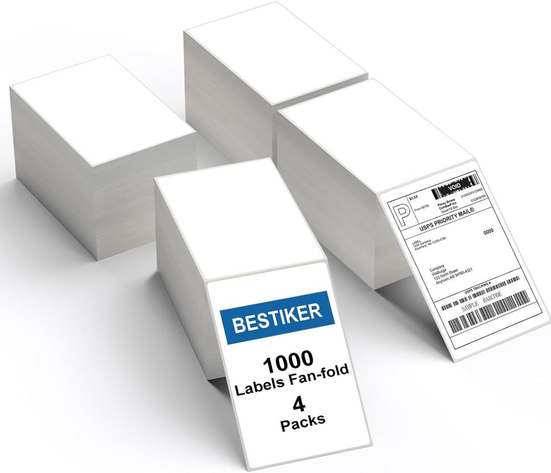 4x6 Thermal Labels 4000 Labels, Shipping Label Thermal Paper for Thermal Printers Zebra & Rollo (4 Packs of 1000)
