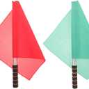 BESPORTBLE Referee Flag Hand Flag Red and Green Sponge Handle Special Patrol Linesman Linesman Performance Official for Sports Events Soccer Football Hockey Training Match