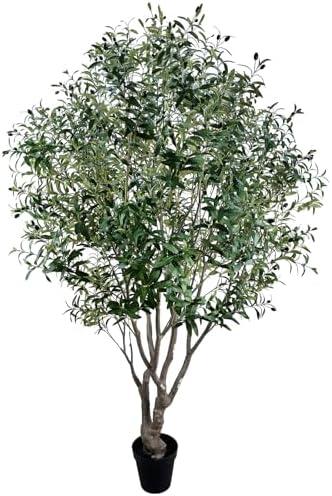 AfanD 8FT Artificial Olive Tree – Extra Tall Faux Olive Tree with Realistic tree trunk and Realistic Leaves, Large Statement Fake Olive Tree for Hotel Lobby, Office, Restaurant & Luxury Interior Decor