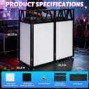 Two-Tier Portable DJ Booth Table, 42"L x 20"W Dual-Layer Heavy Duty Portable DJ Booth Stand with White & Black Scrim, Adjustable DJ Facade, Ideal for Parties, Stage Weddings And Bars（Double-Decker）