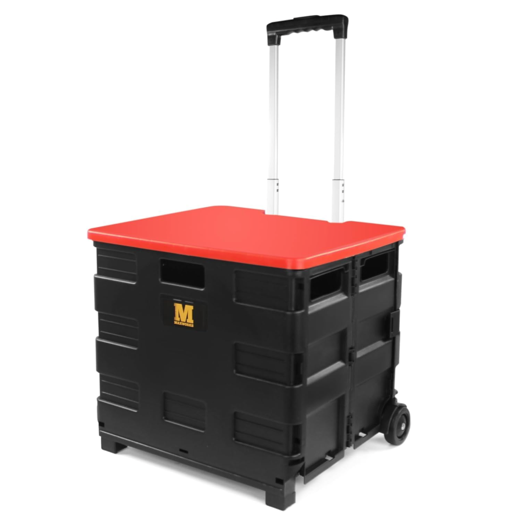 MaxWorks 50830 Rolling Utility Cart/Folding Dolly with Lid- 80Lbs Capacity