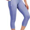 SEEMLY High Waisted Workout Capri with Pockets | Breathable Yoga Pants | Athletic Women Capri Leggings for Tummy Control (Purple, L)