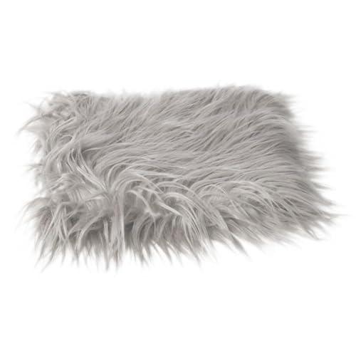 KOMBIUDA Newborn Photography Mat Light Grey Faux Fur Baby Blanket 23.62X19.68 Inch Soft Infant Photo Shoot Prop for Newborn Photoshoot and DIY Photography Backdrop