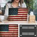 Compatible with MacBook Air 15 inch Case 2023 2024 Release M3 A3114 A2941 M2 Chip Durable Plastic Shell Case with Keyboard Cover & Mac OS Keyboard Sticker (USA Flag)