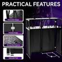 DJ Facade Booth Portable DJ Booth Table, Folding 2-Tier Workstation Table with Cable Management Holes, Adjustable Leveling Feet, Black & White Scrim Panels for Wedding Party Events(Upgrade), Upgrade 40*20 Double layer