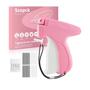 Stitch Gun for Clothes - Handheld Stitch Gun Quick Clothing Fixer - Tagging Gun - Includes 6 Needle, 1000 Black Fasteners & 1000 White Fasteners (Pink/Orange)