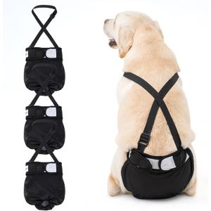 3 Pack Avont Washable Female Dog Diaper with Suspender, Reusable Girl Doggie Diapers for Small Medium Large Doggy in Heat Cycle Period Incontinence -XL (Black)