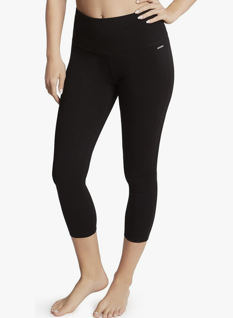 Jockey Women's Cotton Stretch Basic Capri Leggings , Black, Size XL