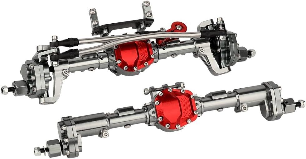 CNC Anodized Complete Front & Rear Portal Axle for 1/10 RC Crawler Car Axial SCX10 II Deadbolt 90046 90047 SCX10 90028 90027 Metal Upgrade Parts (Titanium)