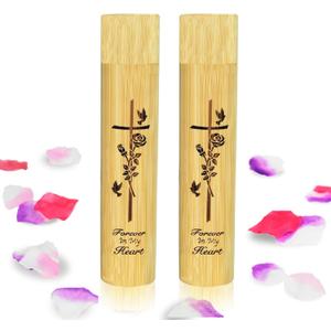 Set of 2 Small Bamboo Scattering Urn Tube for Human Ashes, ECO Friendly Bamboo Spreading Cremation Tube Urn for Human Pet Ashes(Pigeon Rose)
