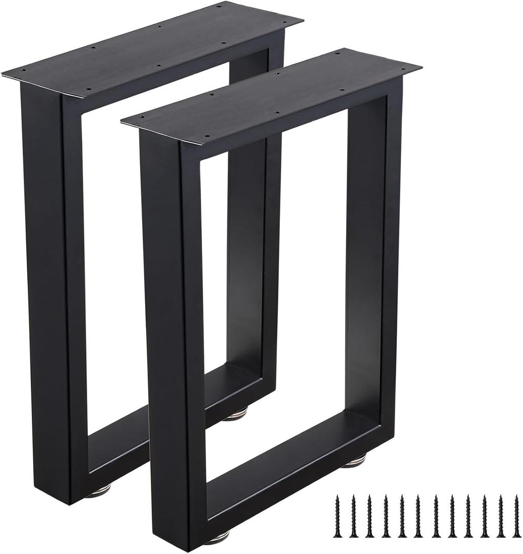 ALLCOS Bench Legs 16 Inch Metal Coffee Table Legs Heavy Duty Furniture Desk Chair Legs, Set of 2, Black